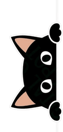 Playful cat peeking from corner — click to play Space Shooter game