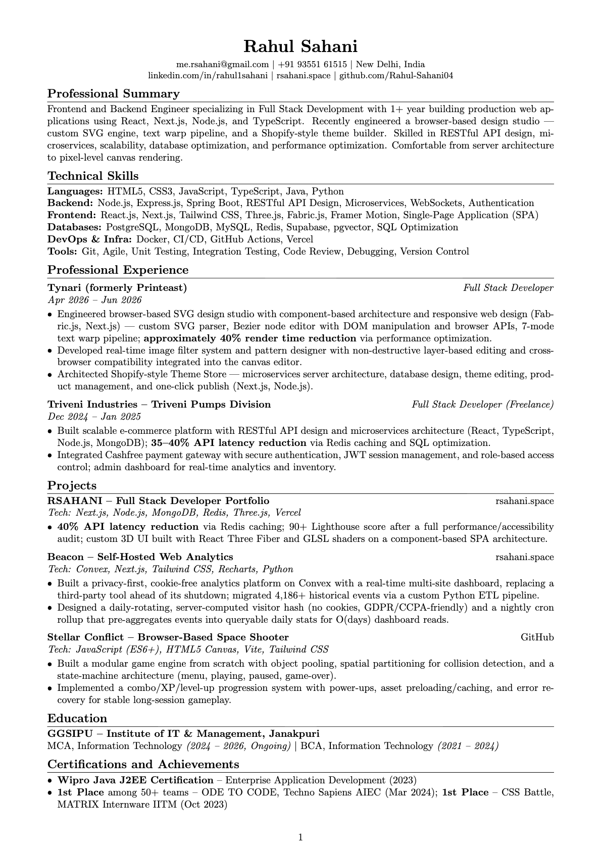 Rahul Sahani — Resume